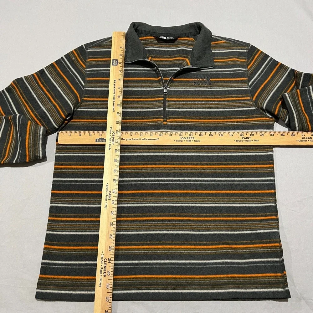 The North Face Mens Brown Multi Striped Fleece 1/4-Zip Pullover Sweatshirt M